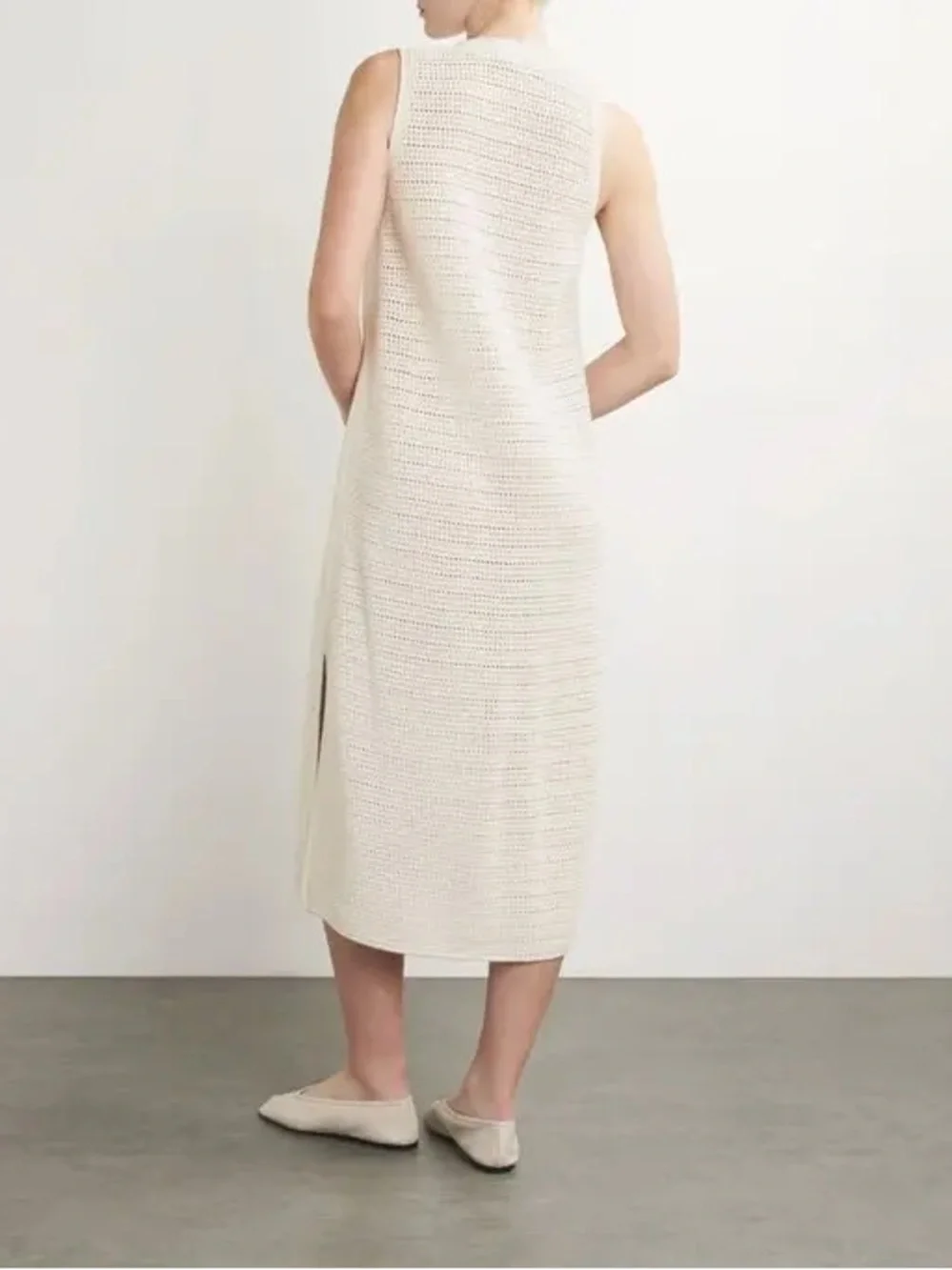 ME + EM Cotton Cardigan Dress in White Size Large Coastal Quiet Luxury